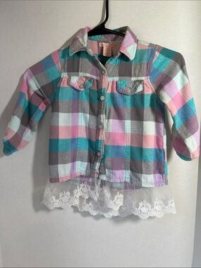 Colette Lilly plaid button up shirt with lace size 5/6